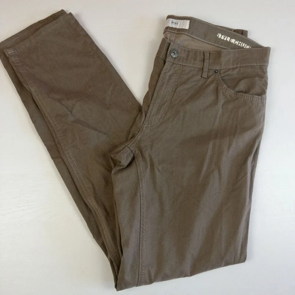 Brax Chuck Pants Stretch Men's 36W 35L Brown Chino Straight Woo, Look